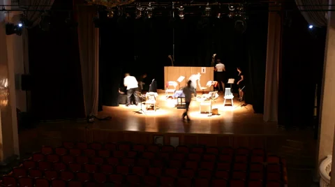 Preparing the scene in the theater, timelapse Stock-Footage 6406062