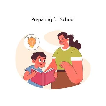 Preparing for School concept. Flat vector illustration Illustrazione stock