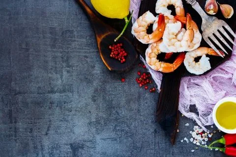 Preparing seafood in the kitchen Stock Photos