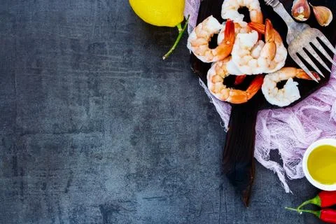Preparing seafood in the kitchen Stock Photos