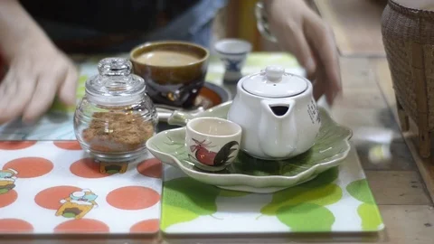 Preparing set of coffee and tea. 스톡 동영상 80047530