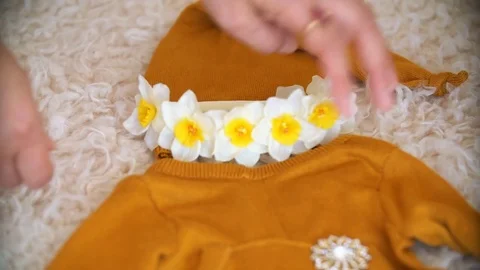 Preparing for shooting in the Studio for newborns. Stock Footage 78980173