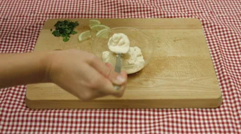 Preparing a shrimps appetizer Stock Footage 63428853