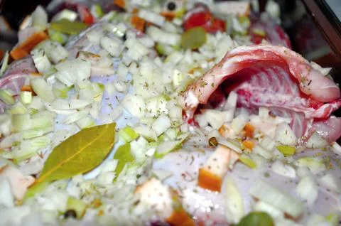 Preparing sirloin from rabbit in pan Foto stock