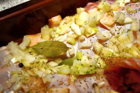 Preparing sirloin from rabbit in pan Stock Photos