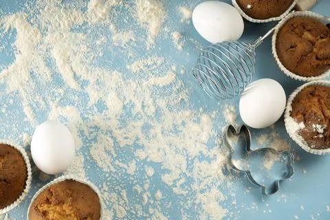 Preparing Small Easter Bunt Cakes with Icing Stock Photos