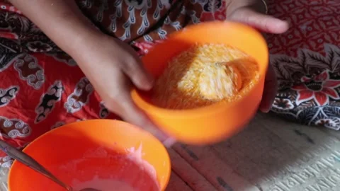 Preparing snacks made from purple sweet potatoes. Stock Footage 295079907