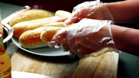 Preparing Soft Buns for BBQ Bratwurst — Macro Texture Stock Photos