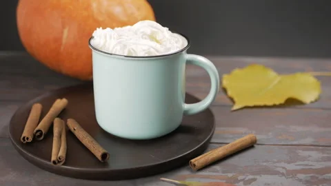 Preparing spicy pumpkin coffee Stock Footage 98300065