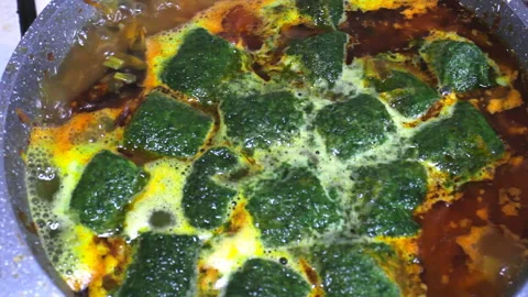 Preparing spinach soup. Perfect natural detox superfood Stock Footage 194399403