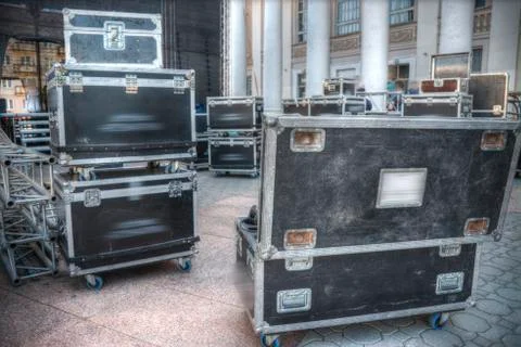 Preparing an stage for a concert Stock Photos