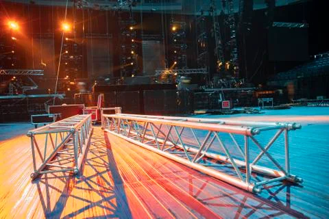 Preparing the stage for a concert Stock Photos