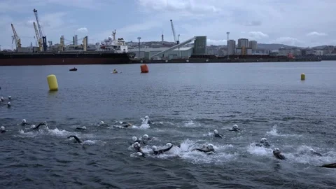 Preparing for a starter in open water Stock Footage 213592670