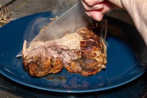 Preparing a stew with pork roll Stock Photos