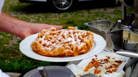 Preparing Strauben 3/3. Typical austrian sweet in hot oil Stock Footage 79340096