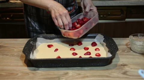 Preparing strawberry cake Stock Footage 58213777