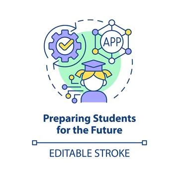 Preparing students for future concept icon Stock Illustration