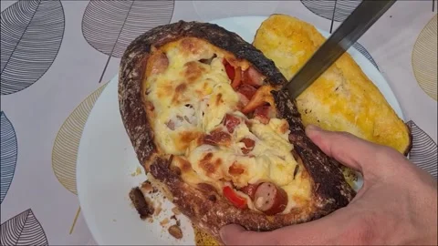 Preparing Stuffed Bread Homemade Vídeo Stock 213326527