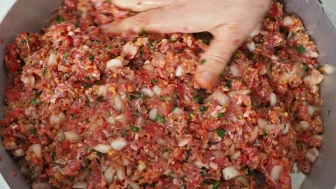 Preparing stuffing without minced meat, turkish food Dolma Stock Footage 138536102