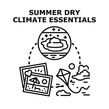 Preparing for summer dry climate essentials vacation 库存插图