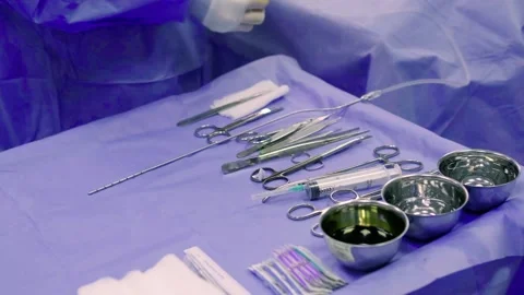 Preparing for surgery. Surgical instruments. Stock Footage 270450832
