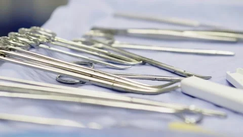 Preparing for surgery. Surgical instruments. Modern medical concept. Stockbeeldmateriaal 269481453