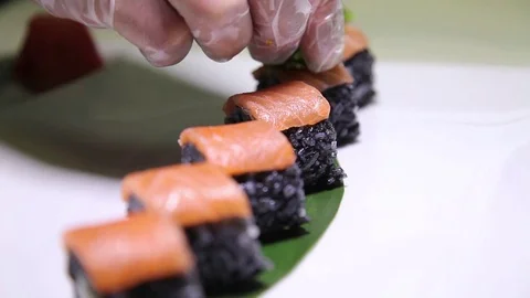 Preparing Sushi And Rolls Stock Footage 70563199