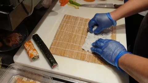 Preparing sushi Stock Footage 119987335