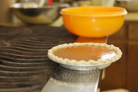 Preparing sweet potato pumpkin pie Stock Photos