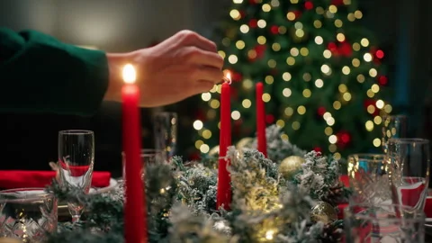 Preparing the table for New Year's Eve Stock Footage 258660344