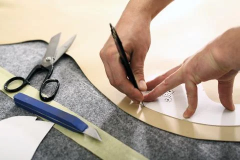 Preparing a tailor template 스톡 사진