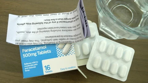 Preparing to take paracetamol tablets with a glass of water. Stock Footage 157852274