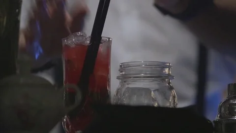 Preparing tasty cocktail in one evening at the disco Stock Footage 71197892