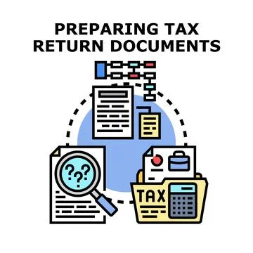 Preparing tax return documents financial accounting process Ilustração Stock