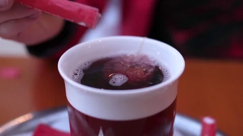 Preparing Tea, Pouring Sugar - Slow Motion Stock Footage 81190408