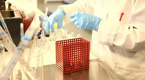 Preparing test tubes Stock Footage 8978605