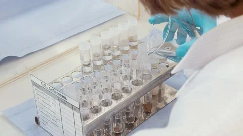 Preparing Test Tubes / Laboratory Stock Footage 145056021