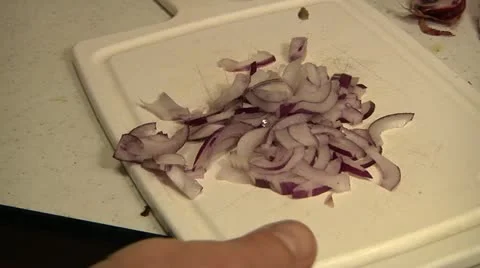 Preparing tomato salad with onion. Stock Footage 11146546