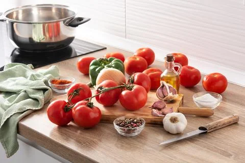 Preparing tomtato sauce Stock Photos