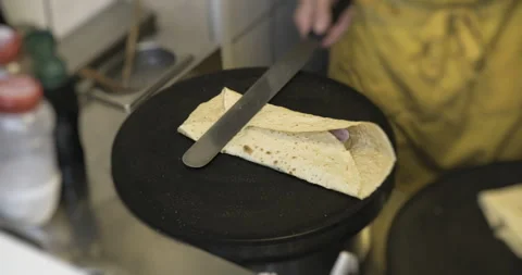Preparing traditional crepe Stock Footage 201530924