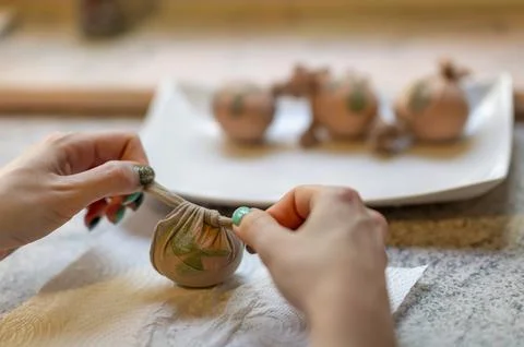 Preparing Traditional Easter Egg Stock Photos