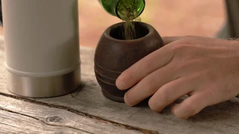 Preparing traditional yerba mate infusion step by step Stock Footage 312822249