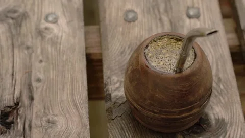 Preparing traditional yerba mate infusion step by step 스톡 동영상 312850073