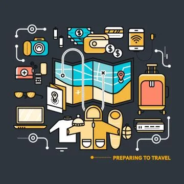 Preparing Travel Necessary What to Pack Stock Illustration