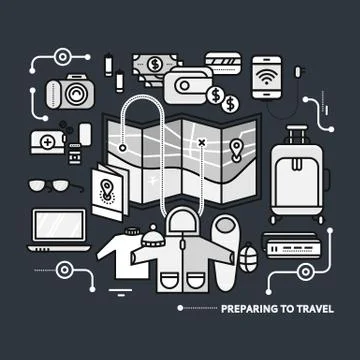 Preparing Travel Necessary What to Pack Stock Illustration