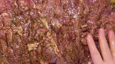 Preparing the turkey thigh for the roulade.  Stock Footage 328600398