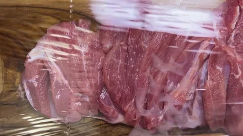 Preparing the turkey thigh for the roulade.  스톡 동영상 328601556