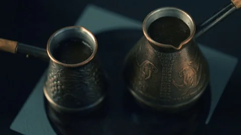 Preparing turkish coffee in a pot Stock Footage 72715738