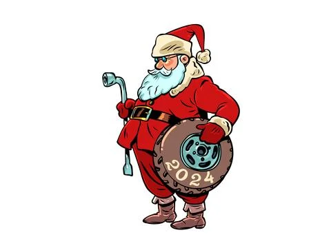 Preparing for the upcoming new year for drivers. Car repair and tire change due Stock Illustration