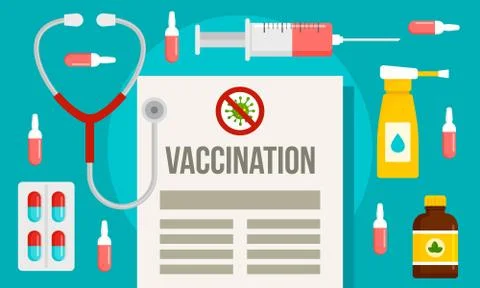 Preparing vaccination banner, flat style Stock Illustration